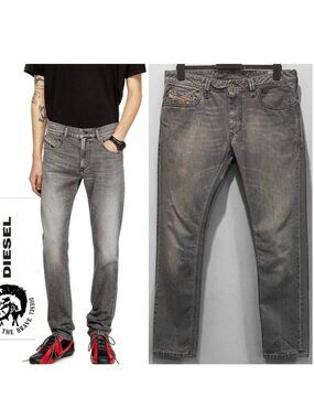 Diesel Men’s Thanaz Charcoal Grey Slim Jeans Size 34/30 Wash 008QP